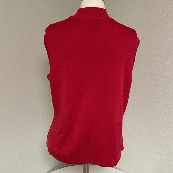Investments Petite Red Sleeveless Business Blouse Turtle Neck Size PM - Picture 3 of 6
